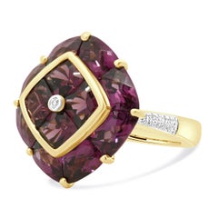 Bellarri 18 Karat Gelbgold Rhodolith Granat und Diamant Ring