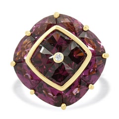 Bellarri 18 Karat Yellow Gold Rhodolite Garnet and Diamond Ring