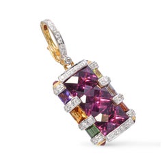 Bellarri Pendentif en or jaune 18k avec pierres et diamants multicolores assortis
