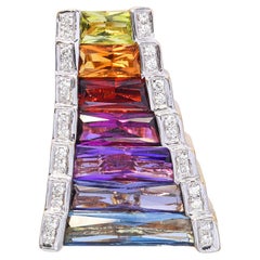 Bellarri 18k Yellow Gold Multi Color Assorted Gem & Diamond Pendant
