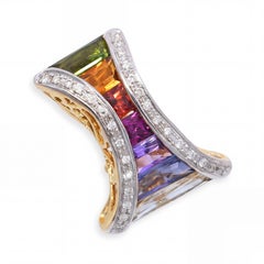 Bellarri 18k Yellow Gold Multicolor Gem and Diamond Pendant