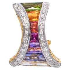 Bellarri 18k Yellow Gold Multicolor Gem and Diamond Pendant