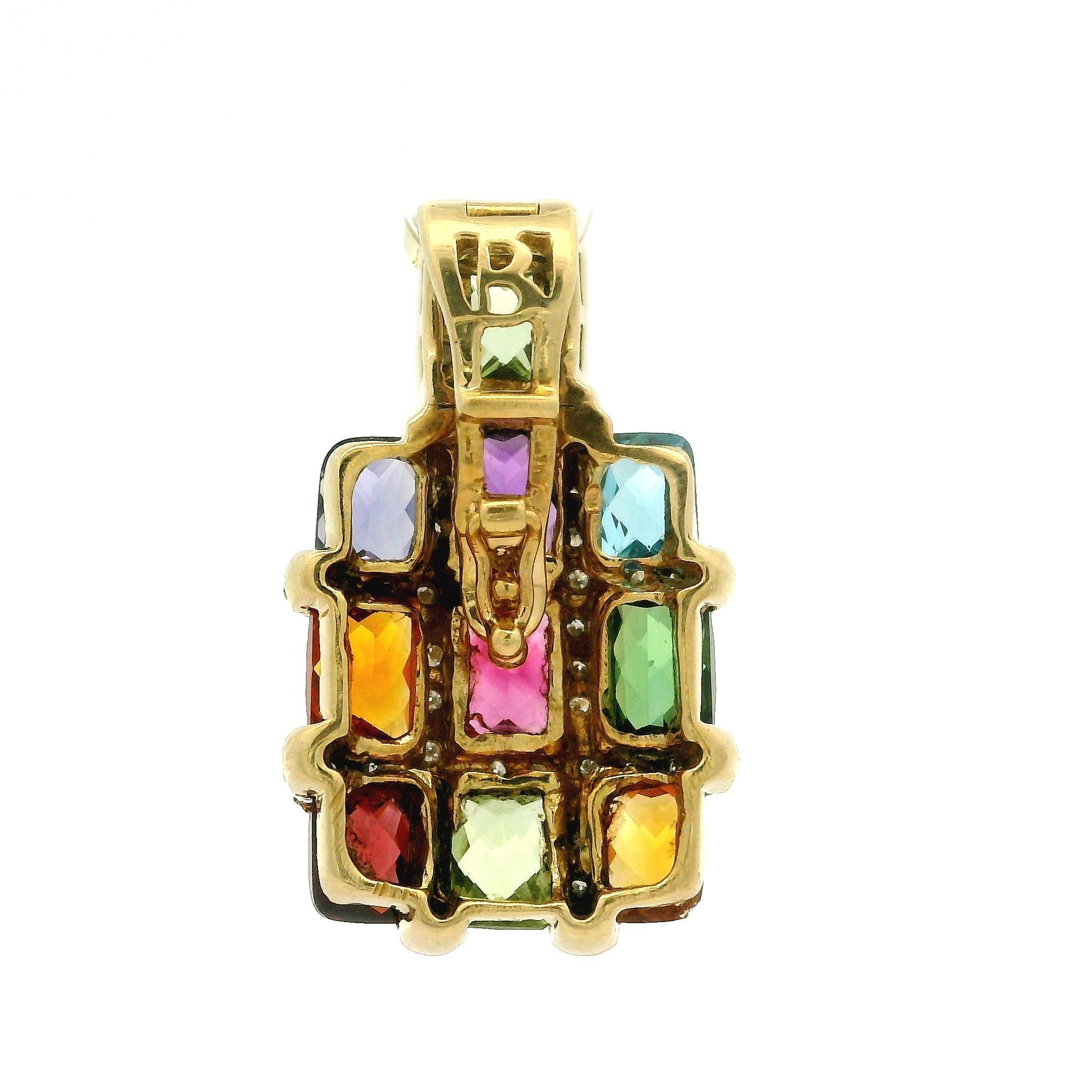 --Pietre: --
(10) Gemme naturali autentiche - Taglio rettangolare - Colori vivaci verde, viola, blu, rosa e arancione
Numerosi diamanti naturali autentici - taglio rotondo a brillante - incastonati - bel colore bianco brillante

Materiale: Oro