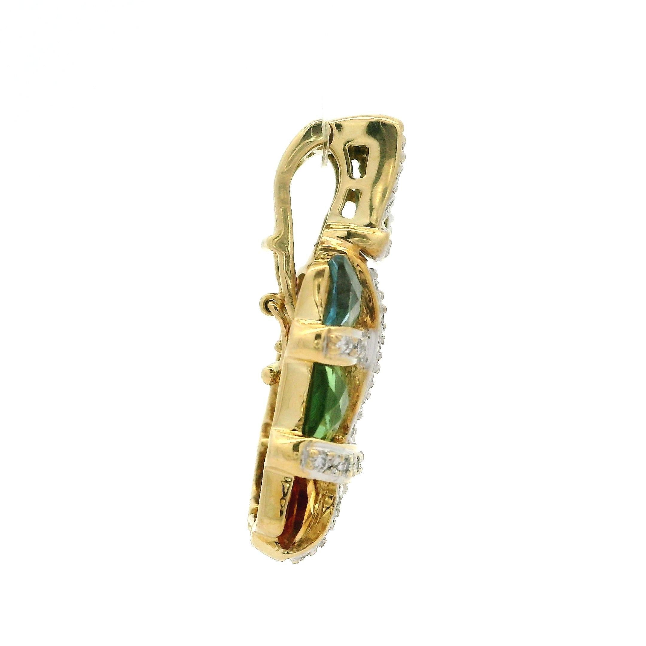 Taglio brillante Bellarri, ciondolo in oro giallo 18 carati con pietre preziose multicolore e diamanti, che si arricchisce di un'altra gemma in vendita