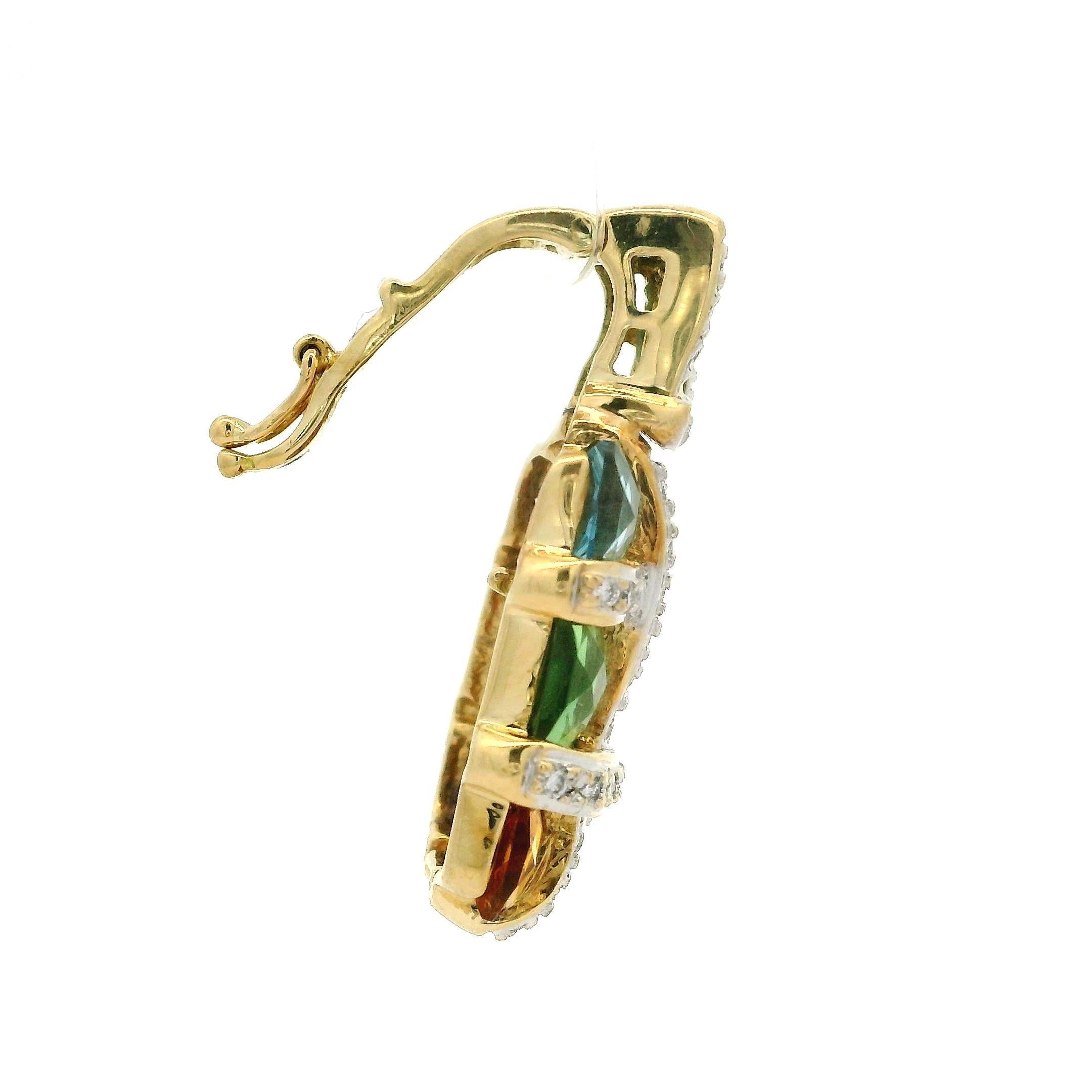 Bellarri, ciondolo in oro giallo 18 carati con pietre preziose multicolore e diamanti, che si arricchisce di un'altra gemma In condizioni ottime in vendita a Montclair, NJ