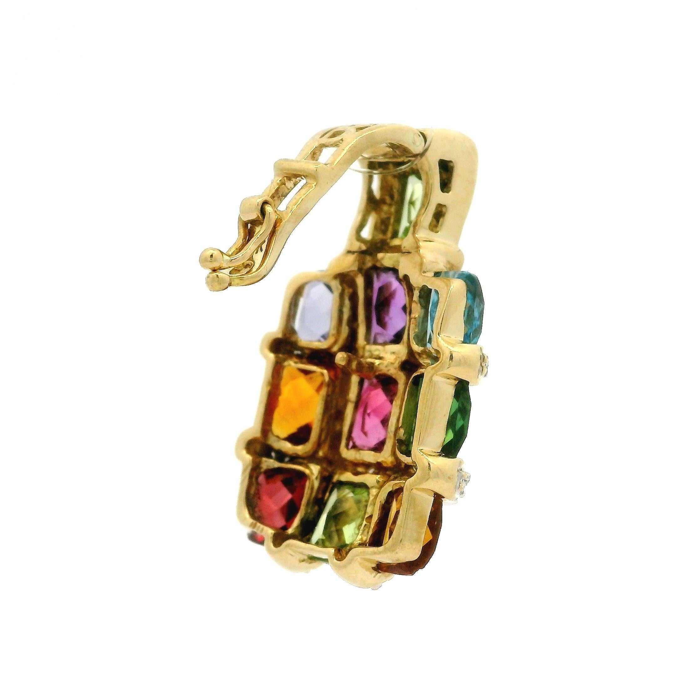 Donna Bellarri, ciondolo in oro giallo 18 carati con pietre preziose multicolore e diamanti, che si arricchisce di un'altra gemma in vendita