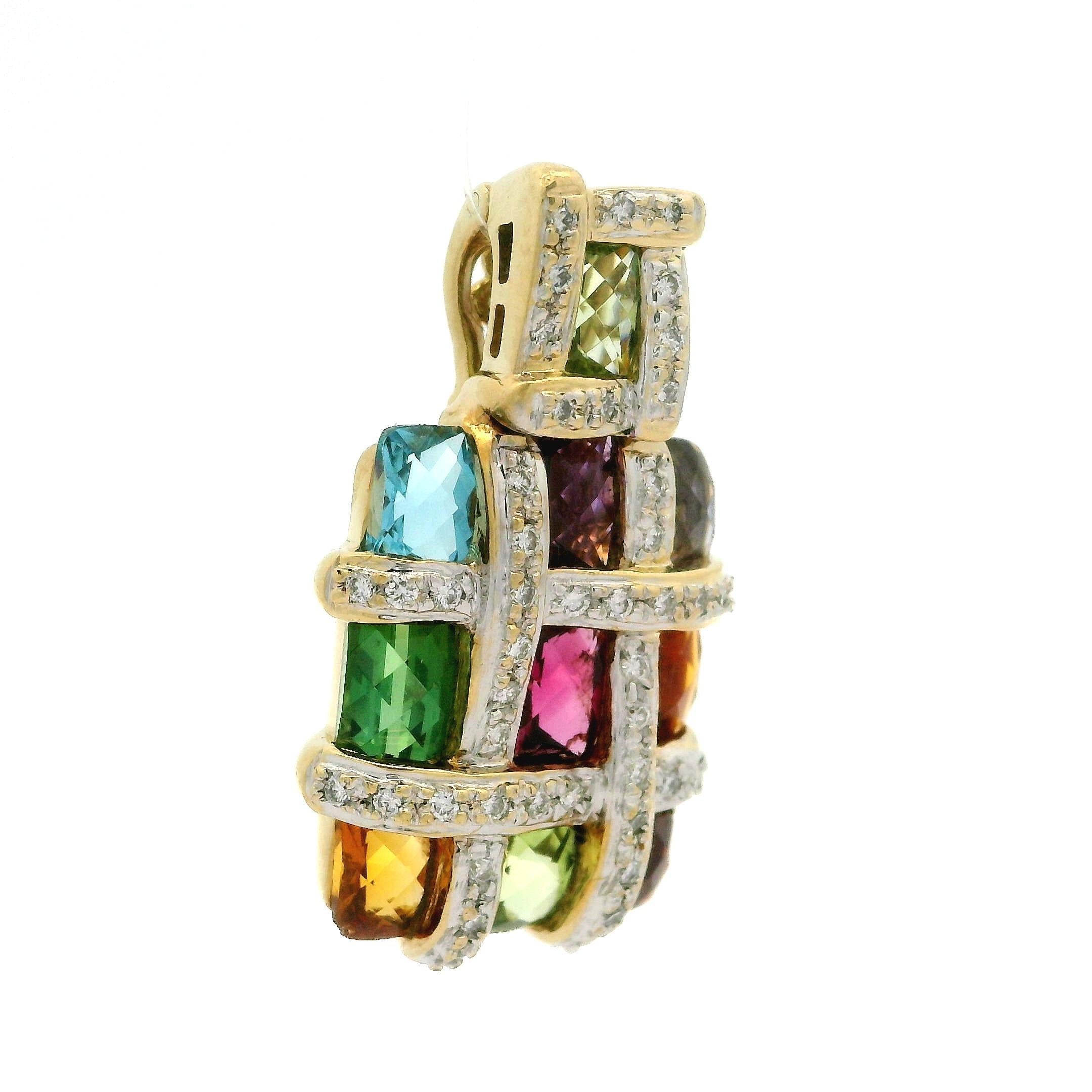 Bellarri, ciondolo in oro giallo 18 carati con pietre preziose multicolore e diamanti, che si arricchisce di un'altra gemma in vendita 3