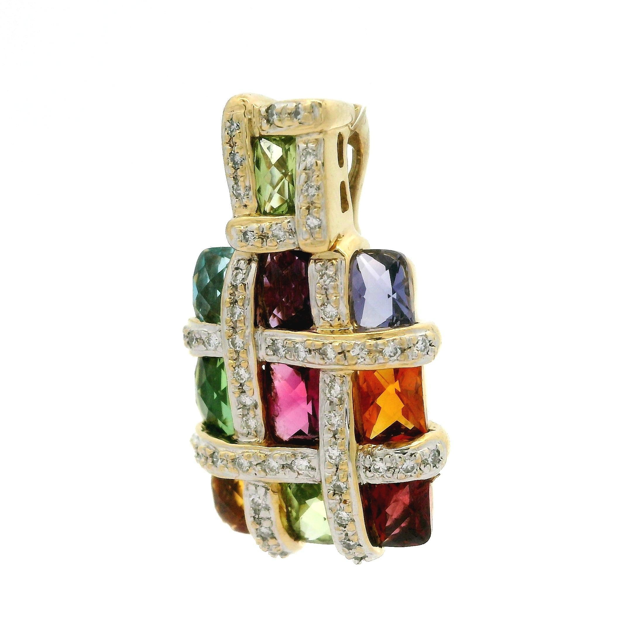 Bellarri, ciondolo in oro giallo 18 carati con pietre preziose multicolore e diamanti, che si arricchisce di un'altra gemma in vendita 4
