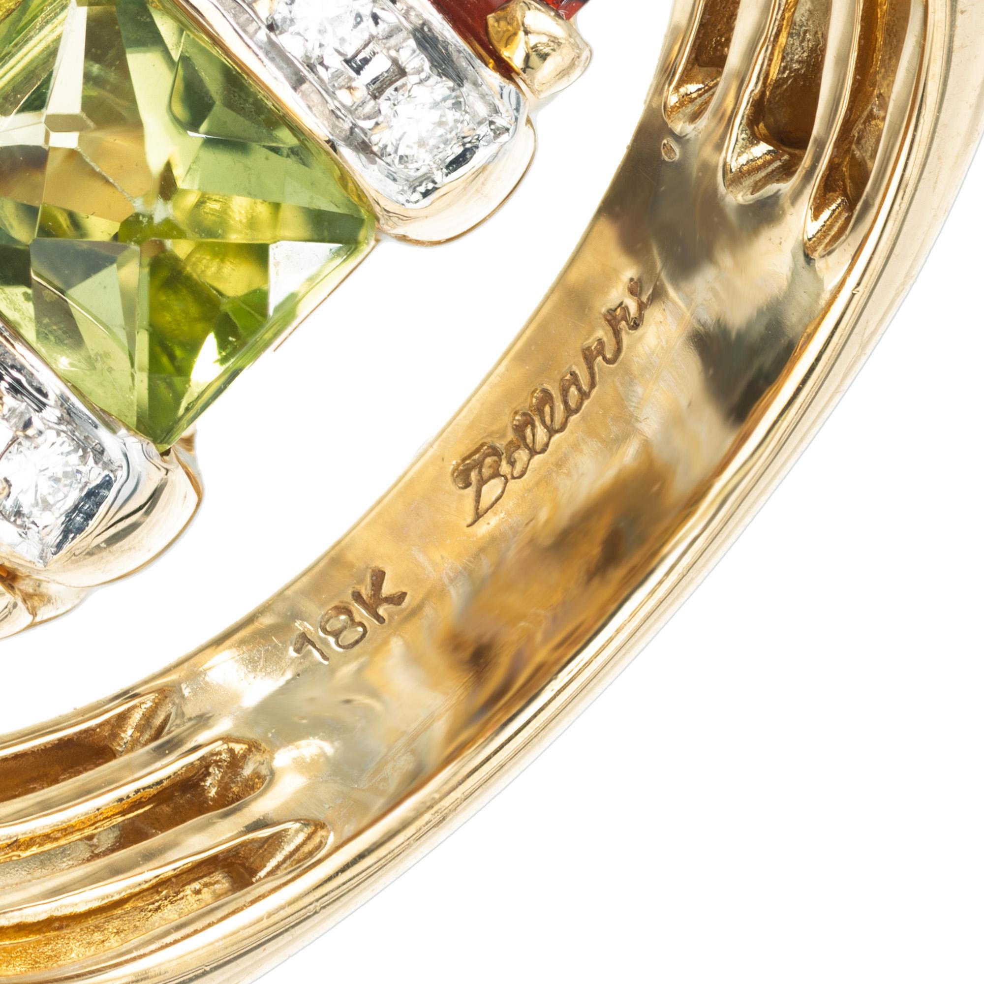 Bellarri 4.68 Carat Multi-Color Gemstone Diamond Gold Mosaic Cocktail Ring 1