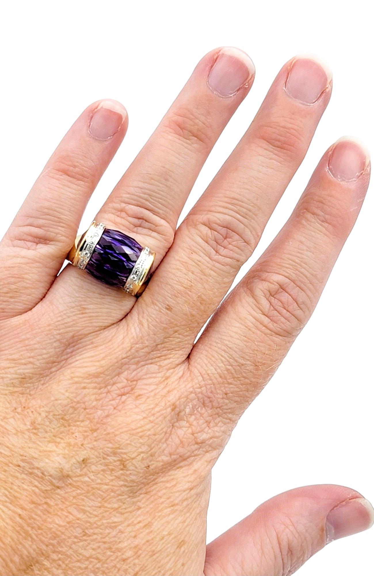 Bellarri Amethyst and Diamond Asymmetrical Cocktail Ring in 18 Karat Yellow Gold For Sale 5