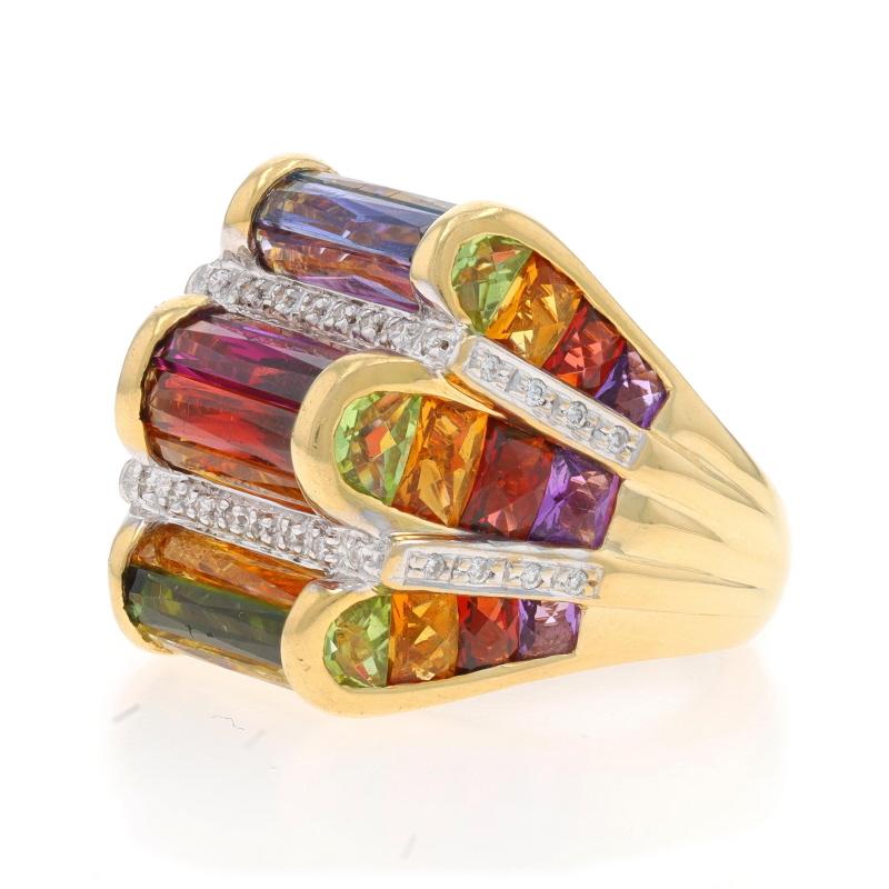 Bellarri Amatista Granate Citrino Arco Iris Cóctel Anillo Oro Amarillo 18k .16ctw en Excelente estado para la venta en Greensboro, NC