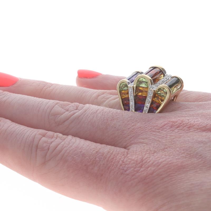 De las mujeres Bellarri Amatista Granate Citrino Arco Iris Cóctel Anillo Oro Amarillo 18k .16ctw en venta