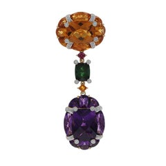 Bellarri Amethyst Tourmaline Citrine Pendant - Yellow Gold 18k Cushion 25.09ctw