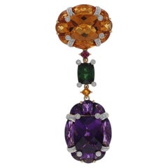 Bellarri Amethyst Tourmaline Citrine Pendant - Yellow Gold 18k Cushion 25.09ctw