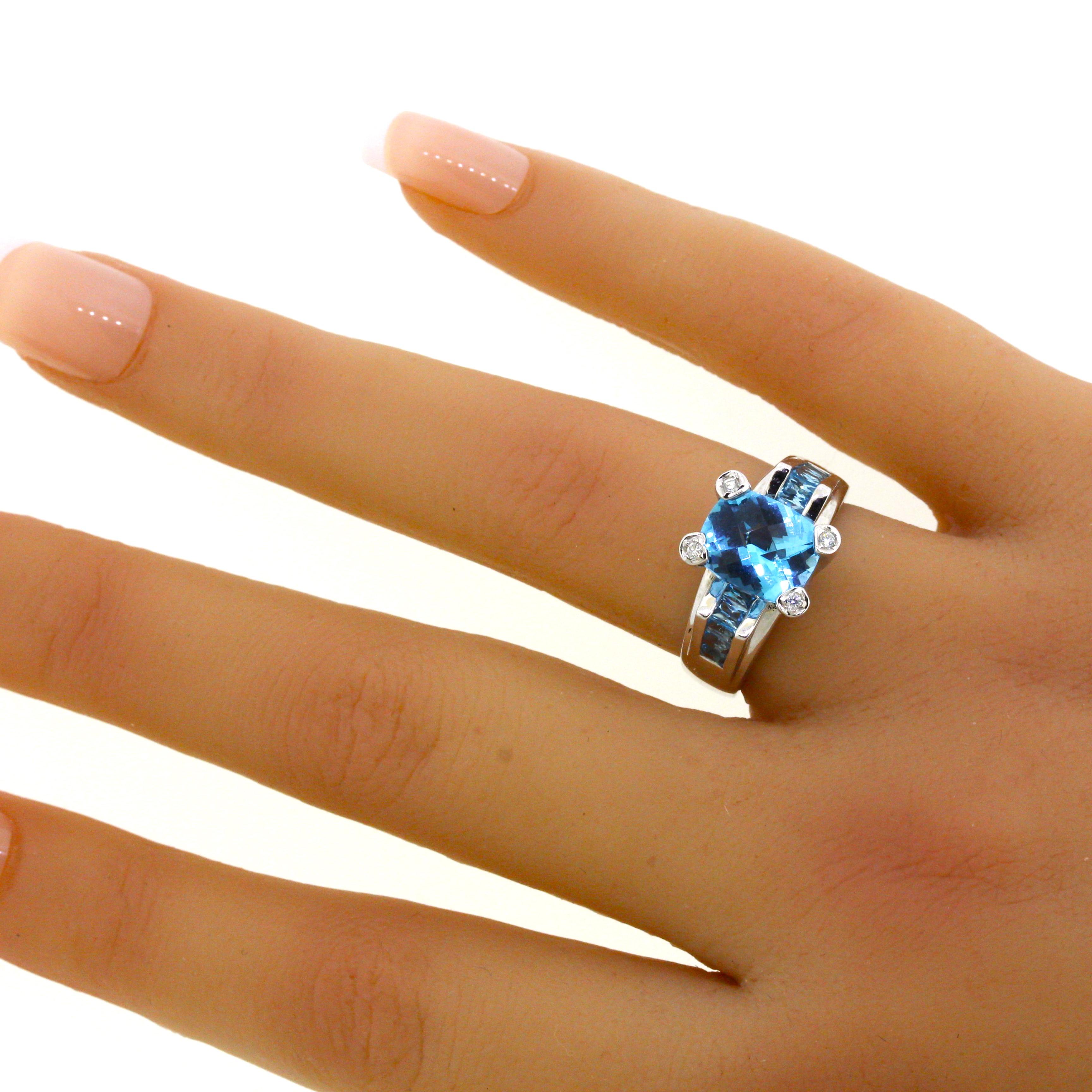 Women's Bellarri Blue Topaz Diamond Gold Ring For Sale