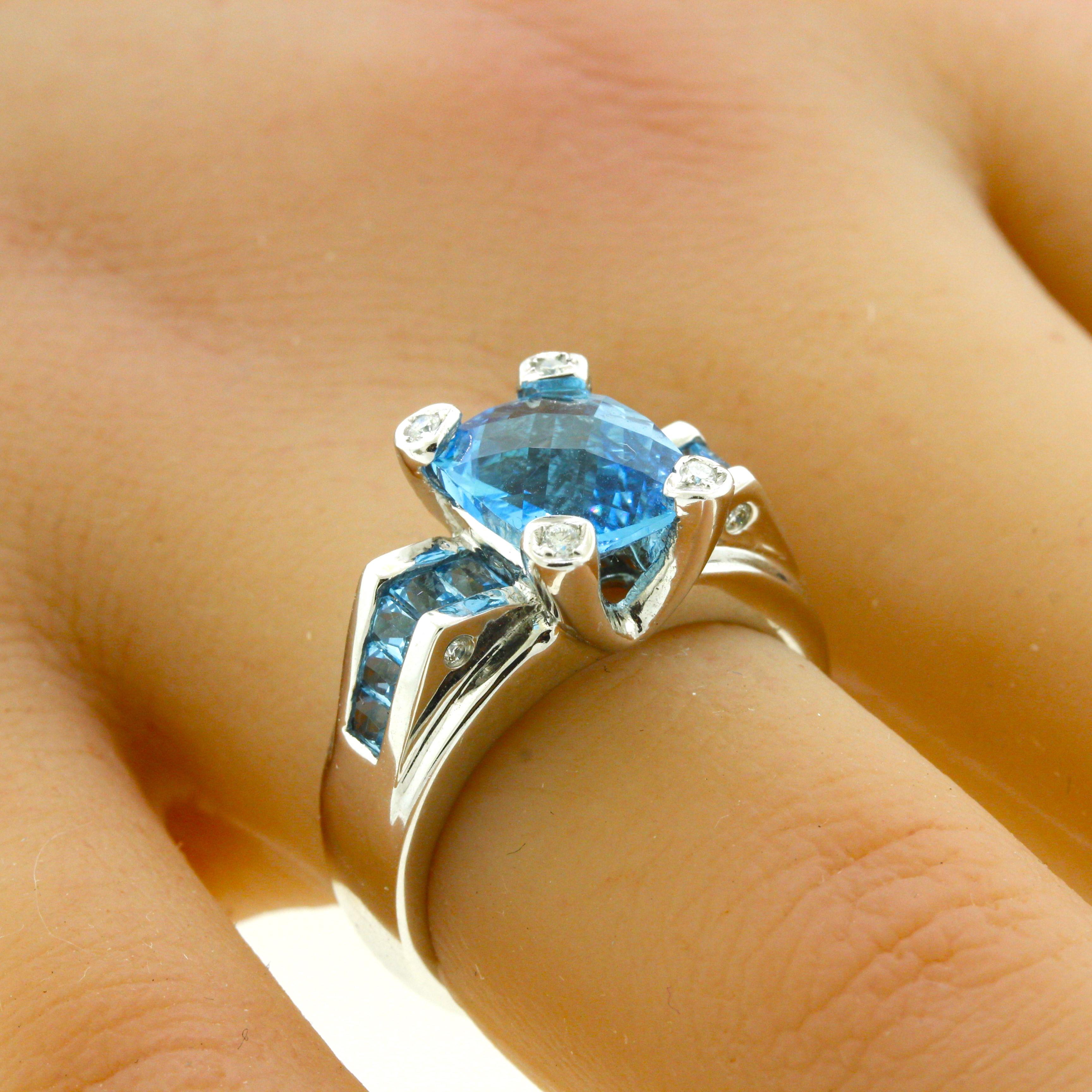 Bellarri Blue Topaz Diamond Gold Ring For Sale 1