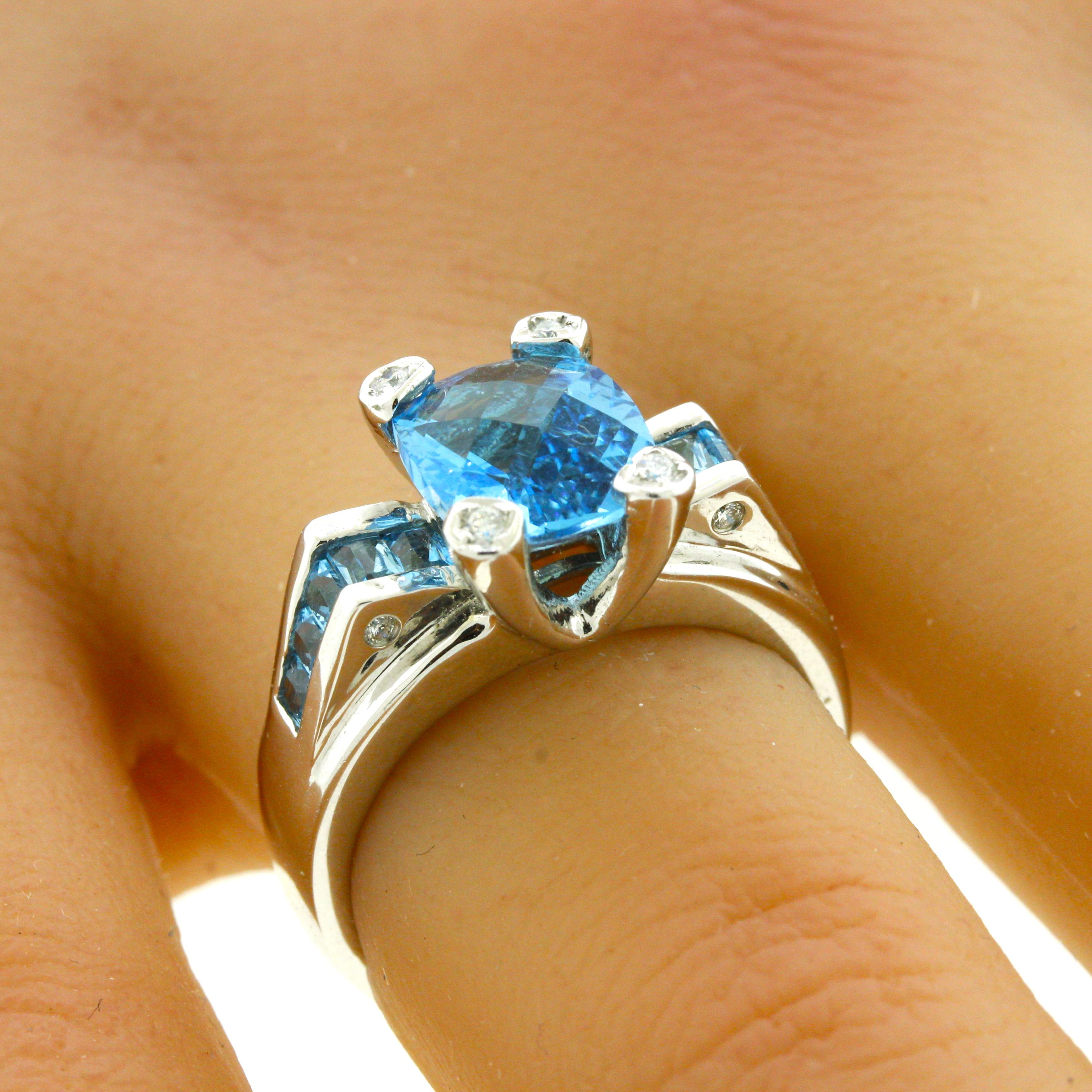 Bellarri Blue Topaz Diamond Gold Ring For Sale 3
