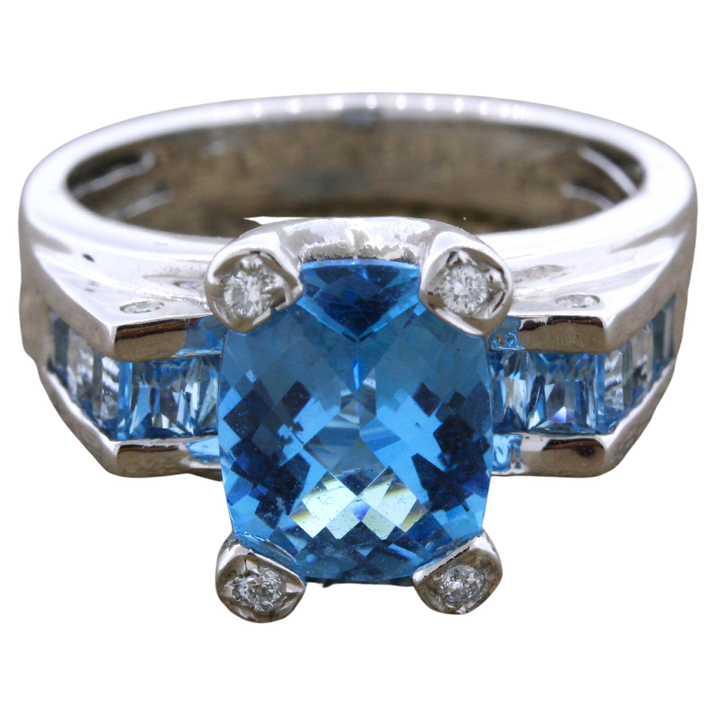 Bellarri Blue Topaz Diamond Gold Ring For Sale