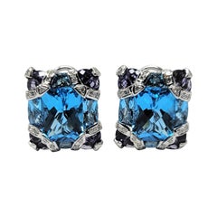 Bellarri Boucles d'oreilles en topaze bleue, iolite et diamants
