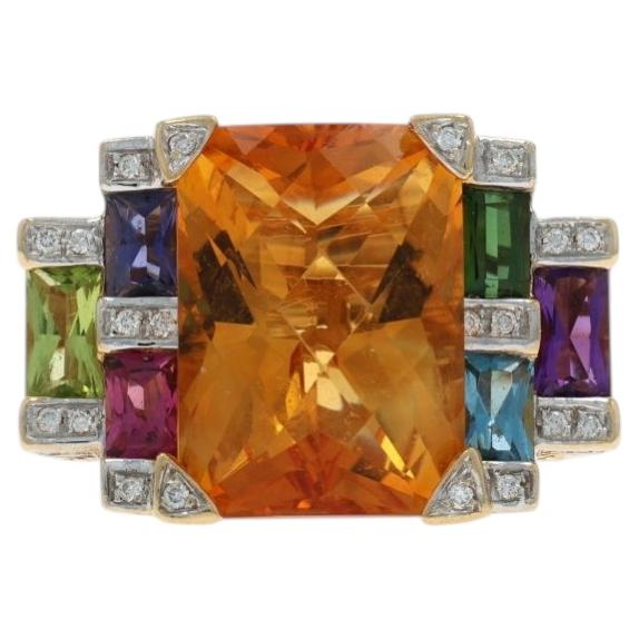 Bellarri Citrine Amethyst Peridot Ring YellowGold 18k Rect Checkerboard 23.93ctw