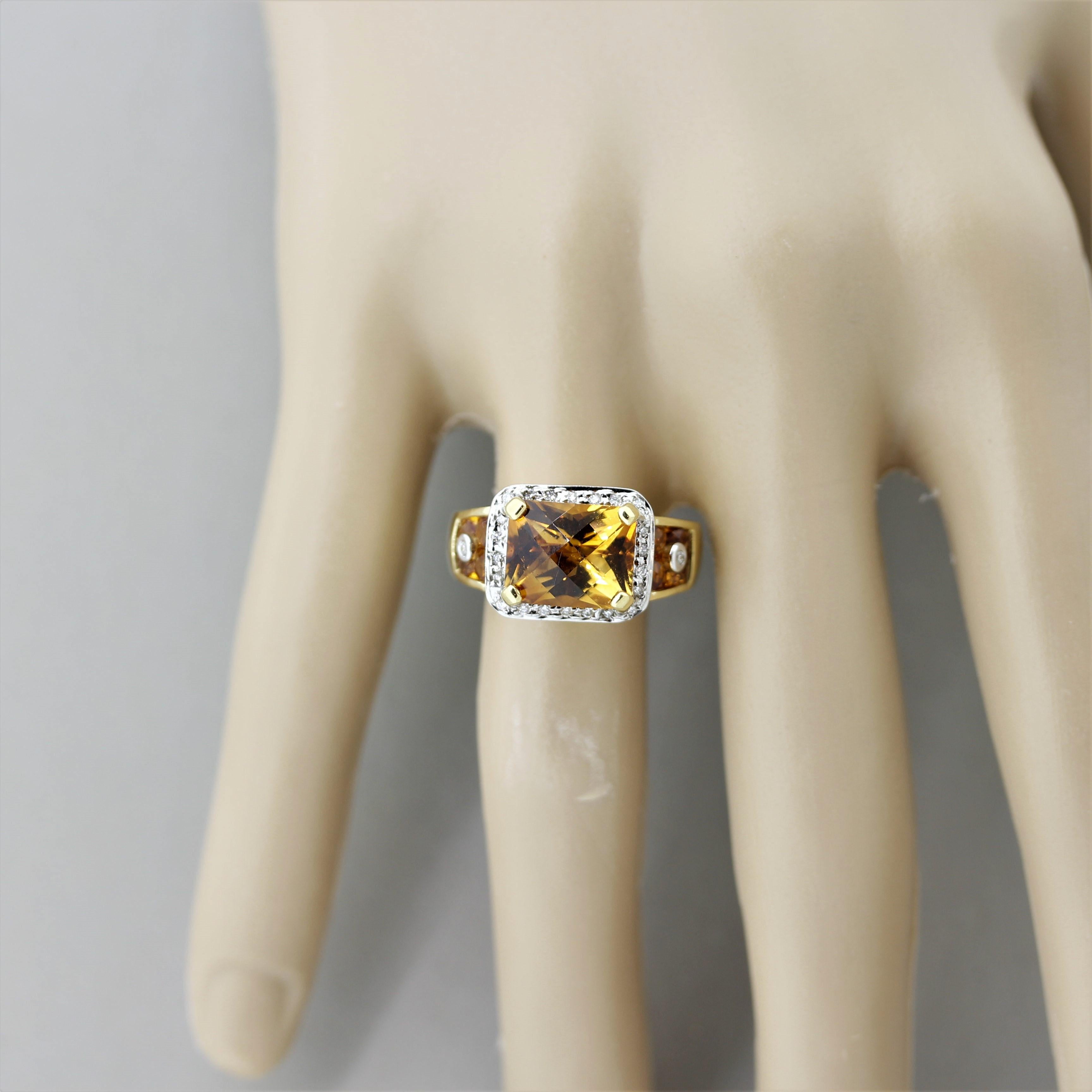 Women's Bellarri Citrine Diamond Gold Ring For Sale