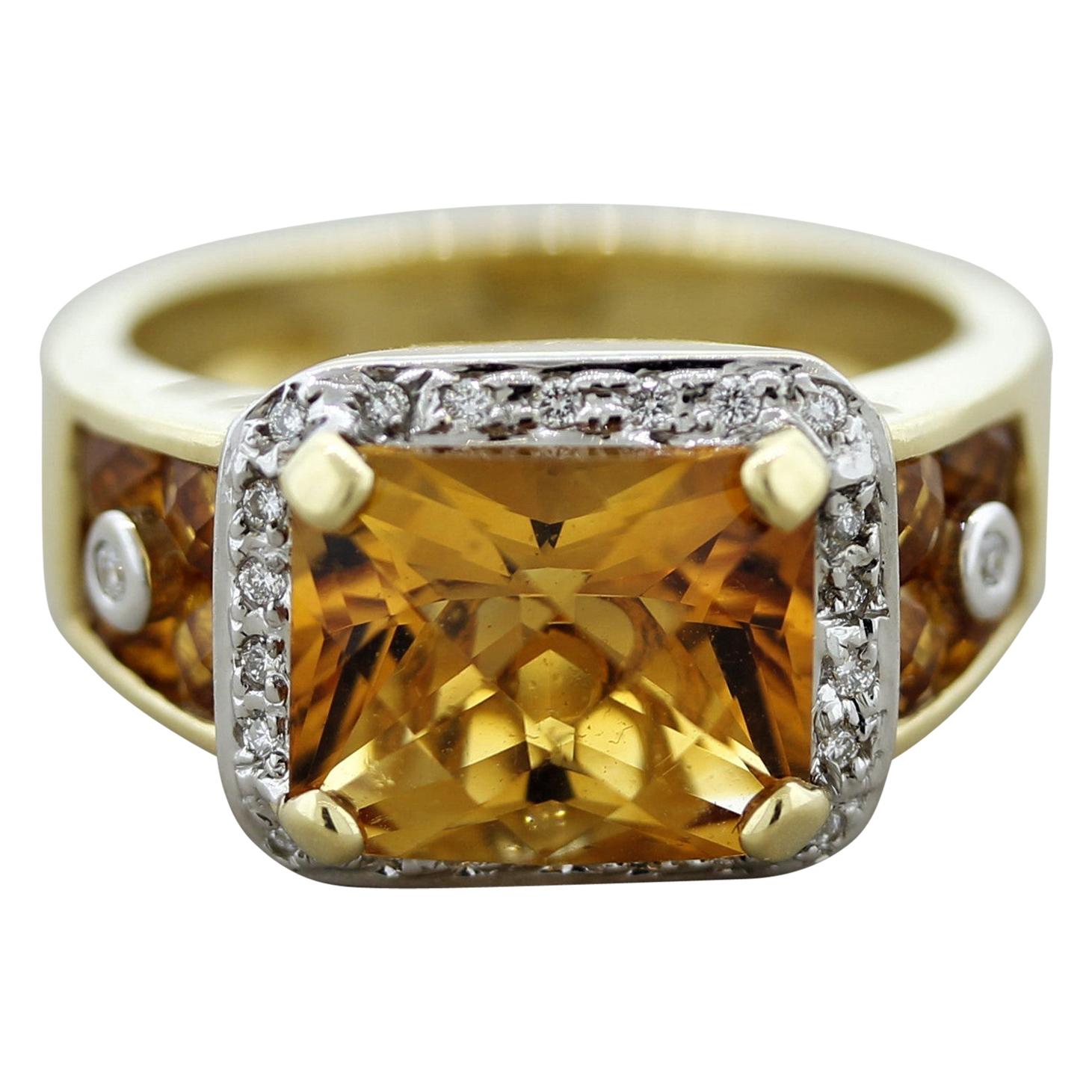 Bellarri Citrine Diamond Gold Ring For Sale