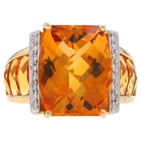 Bellarri Citrin & Diamant Ring - Gelbgold 18k Cushion Checkerboard Gr. 7 3/4