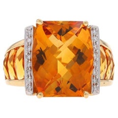 Bellarri Citrin & Diamant Ring - Gelbgold 18k Cushion Checkerboard Gr. 7 3/4