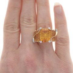 Bellarri Citrin & Diamant Ring - Gelbgold 18k Kissenschliff Fantasie