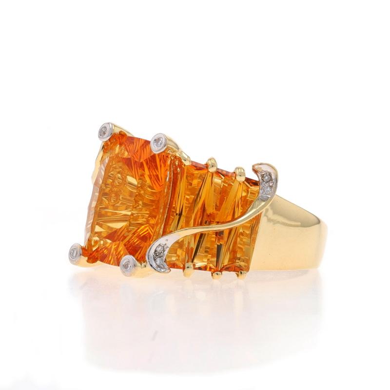 Cushion Cut Bellarri Citrine & Diamond Ring - Yellow Gold 18k Cushion Fantasy For Sale