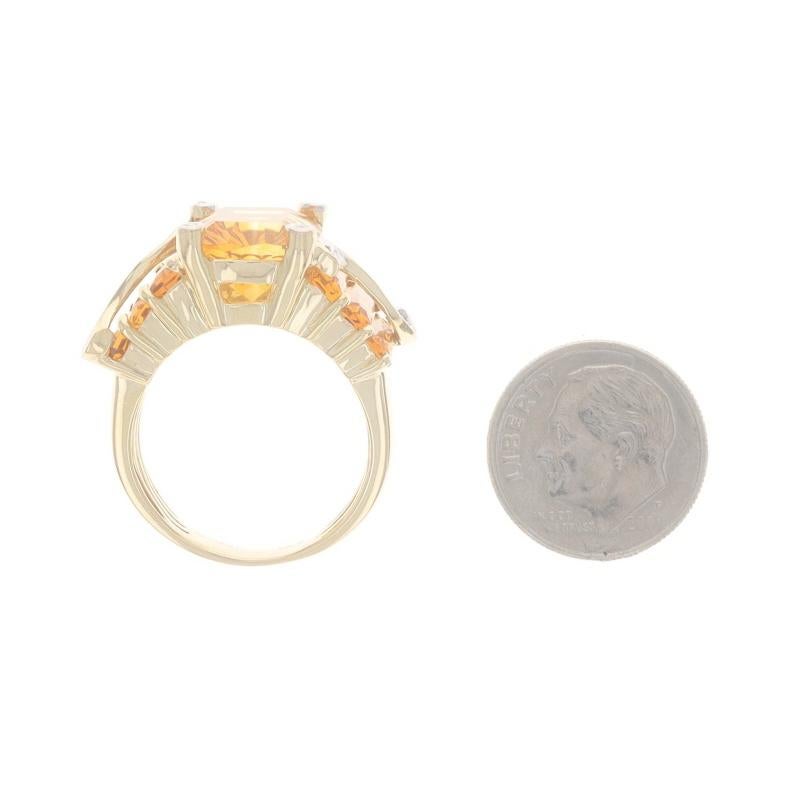 Women's Bellarri Citrine & Diamond Ring - Yellow Gold 18k Cushion Fantasy For Sale