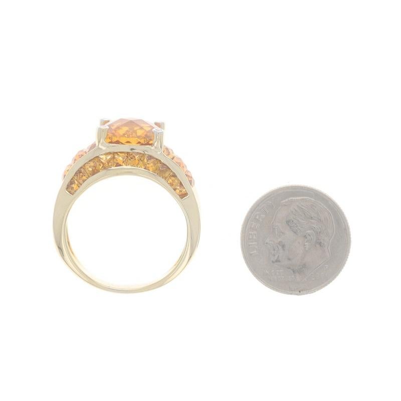 Women's Bellarri Citrine & Diamond Ring - Yellow Gold 18k Cushion Scalloped Edge Sz 8 For Sale