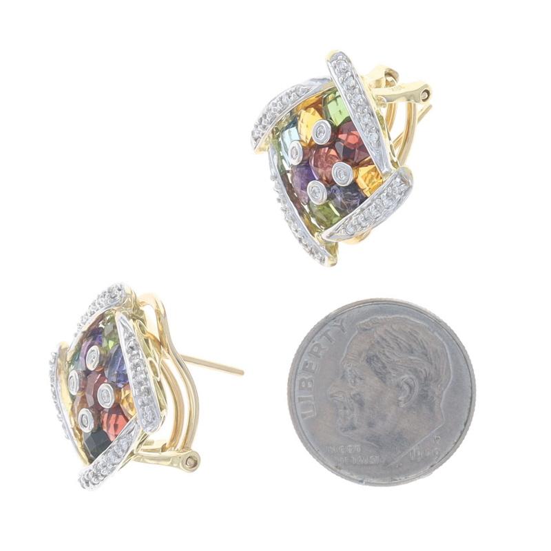 Women's Bellarri Citrine Iolite Stud Earrings Yellow Gold 18k .24ctw Pierced/Non-Pierced For Sale
