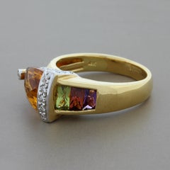 Bellarri Citrine Multi-Color Gemstone Diamond Gold Ring