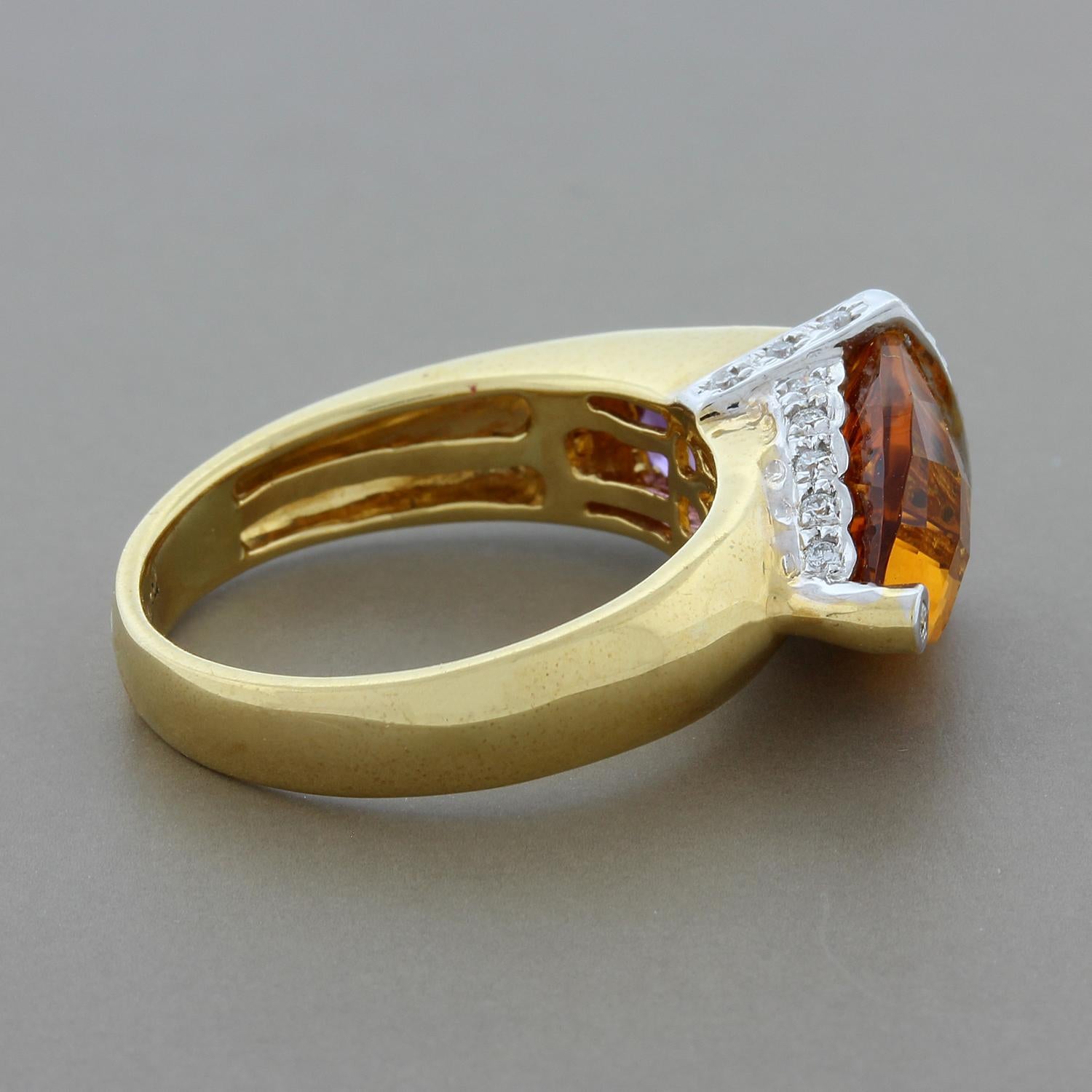 Bellarri Citrine Multi-Color Gemstone Diamond Gold Ring In Excellent Condition In Beverly Hills, CA