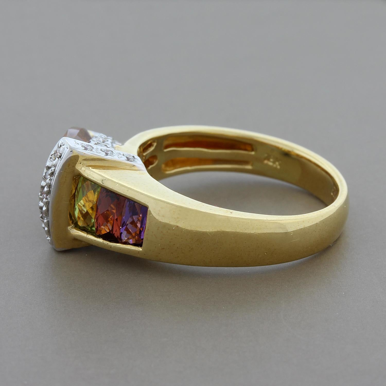 Women's Bellarri Citrine Multi-Color Gemstone Diamond Gold Ring
