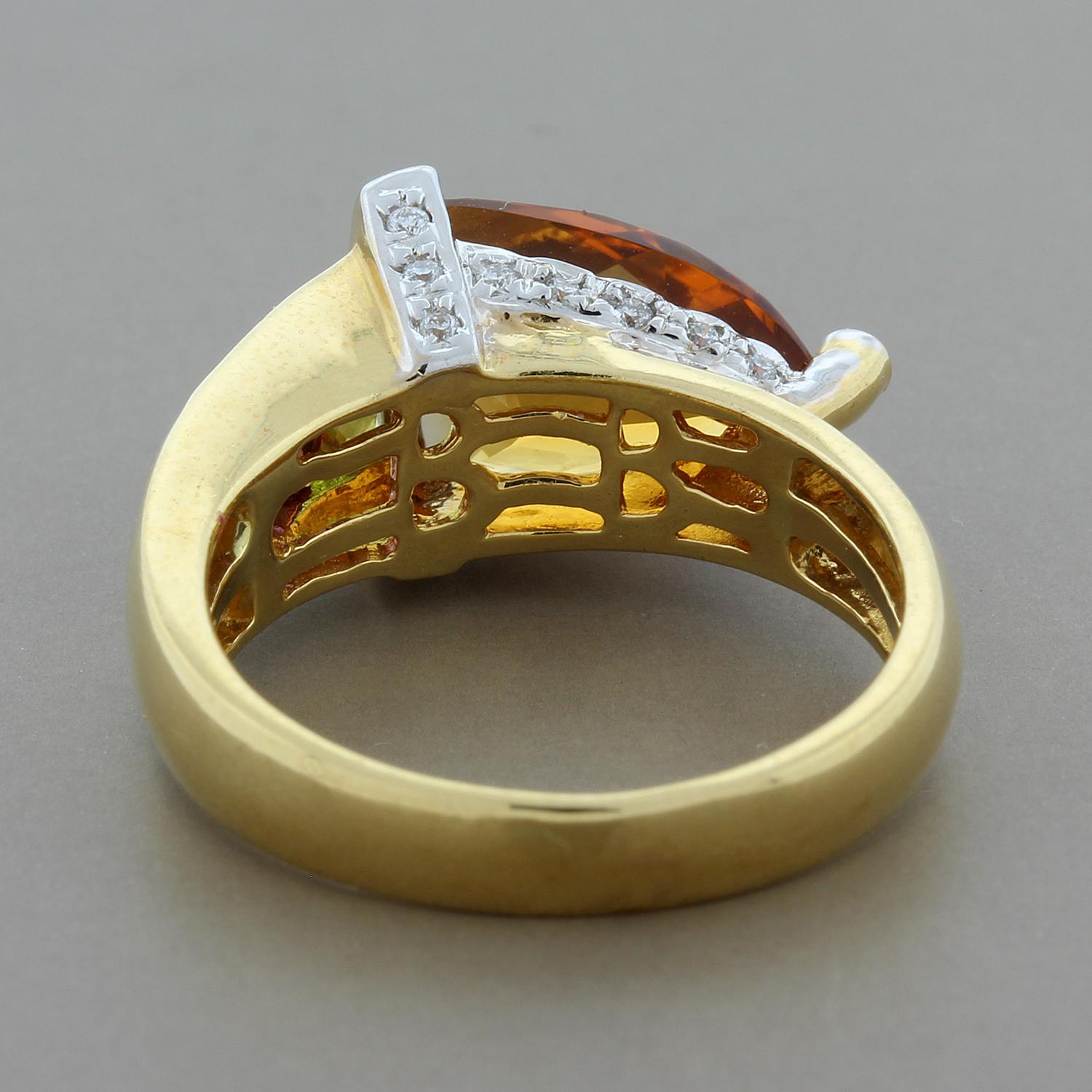 Bellarri Citrine Multi-Color Gemstone Diamond Gold Ring 1