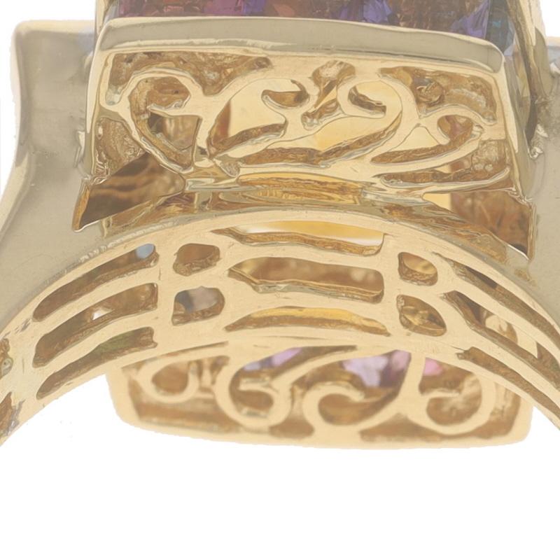Bellarri Citrine Tourmaline Diamond Garnet Halo Ring Yellow Gold 18k RectFantasy For Sale 2