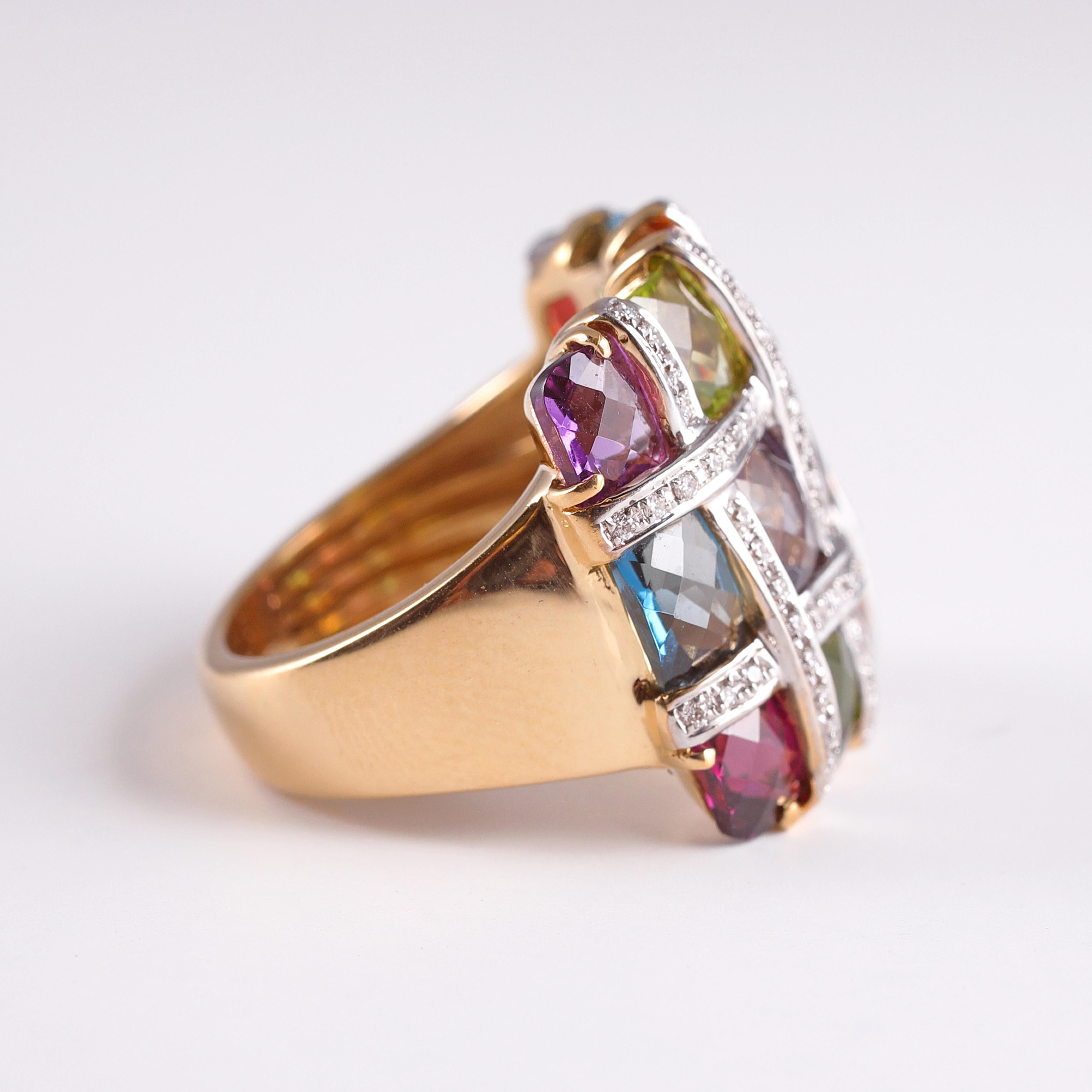 Bellarri Diamond Gemstone Ring In Good Condition In Dallas, TX