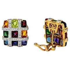 Pendientes Bellarri Mosaico de Diamantes y Gemas Multicolor