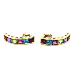 Bellarri Garnet, Blue Topaz, Peridot, Citrine, Amethyst Earrings in 18k Gold