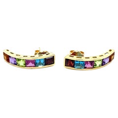 Bellarri Garnet, Blue Topaz, Peridot, Citrine, Amethyst Earrings in 18k Gold