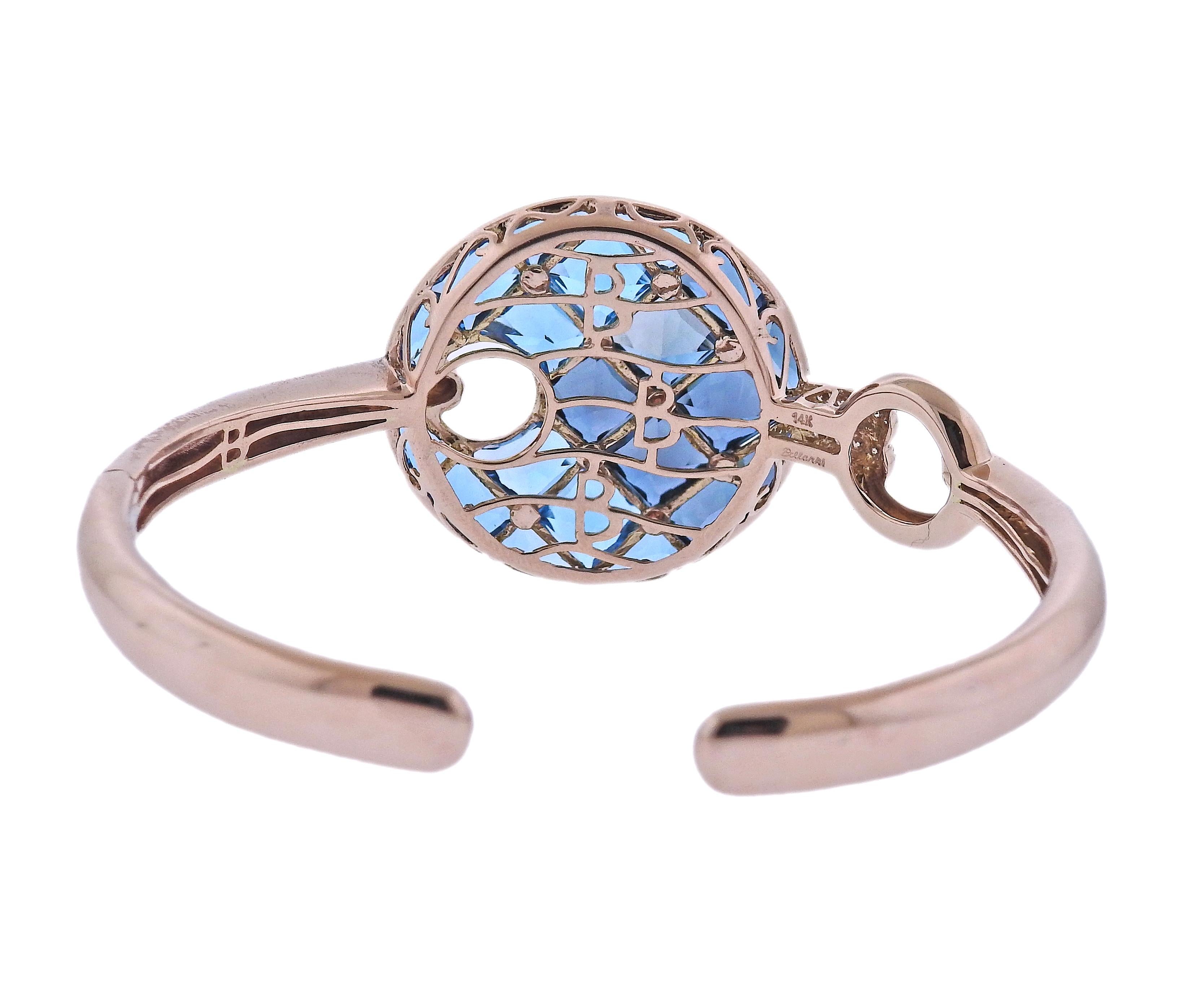 Bellarri Hava Nouveau Blauer Topas Diamant Goldarmband (Rundschliff) im Angebot