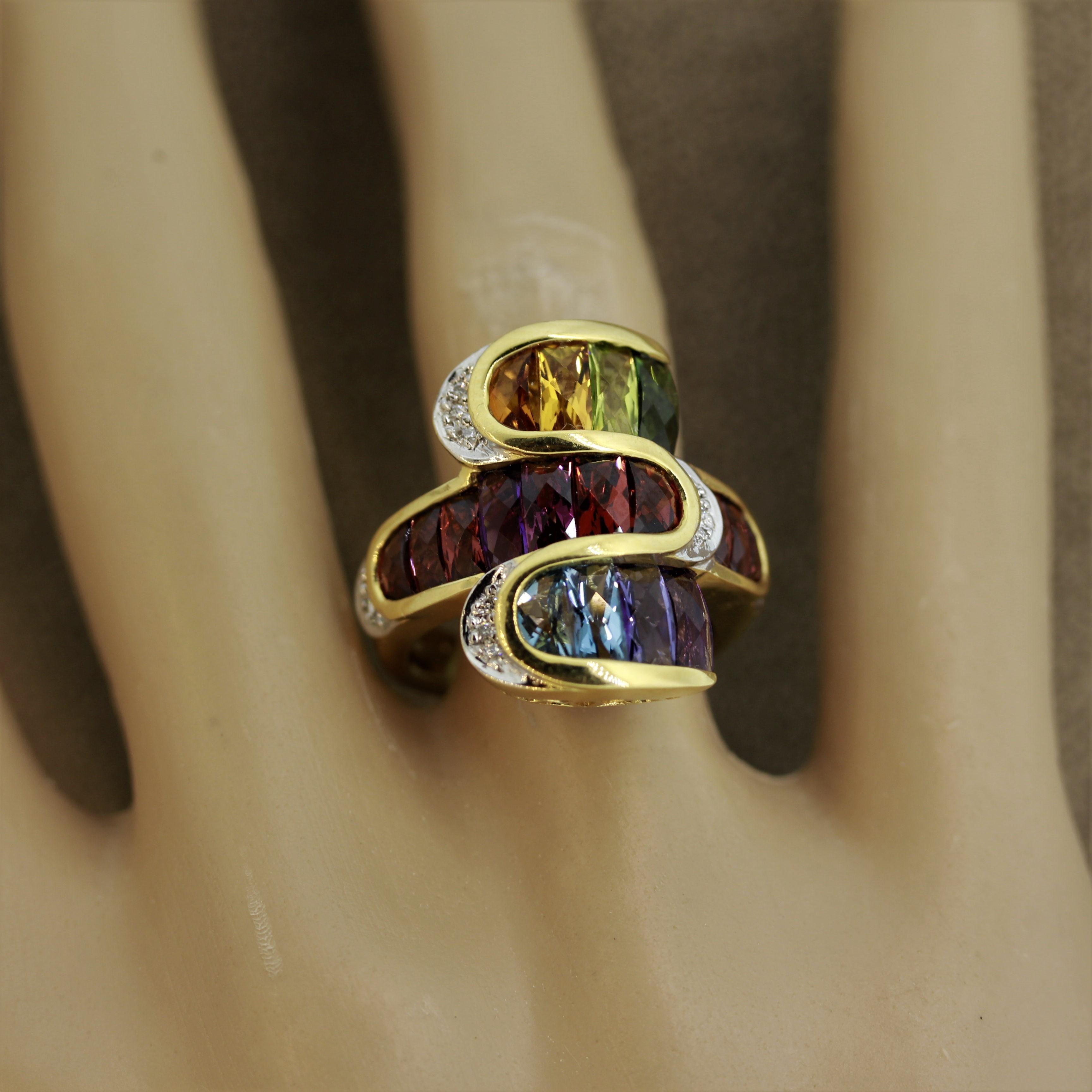 Bellarri Multi-Color Gemstone Diamond Gold Ring 4