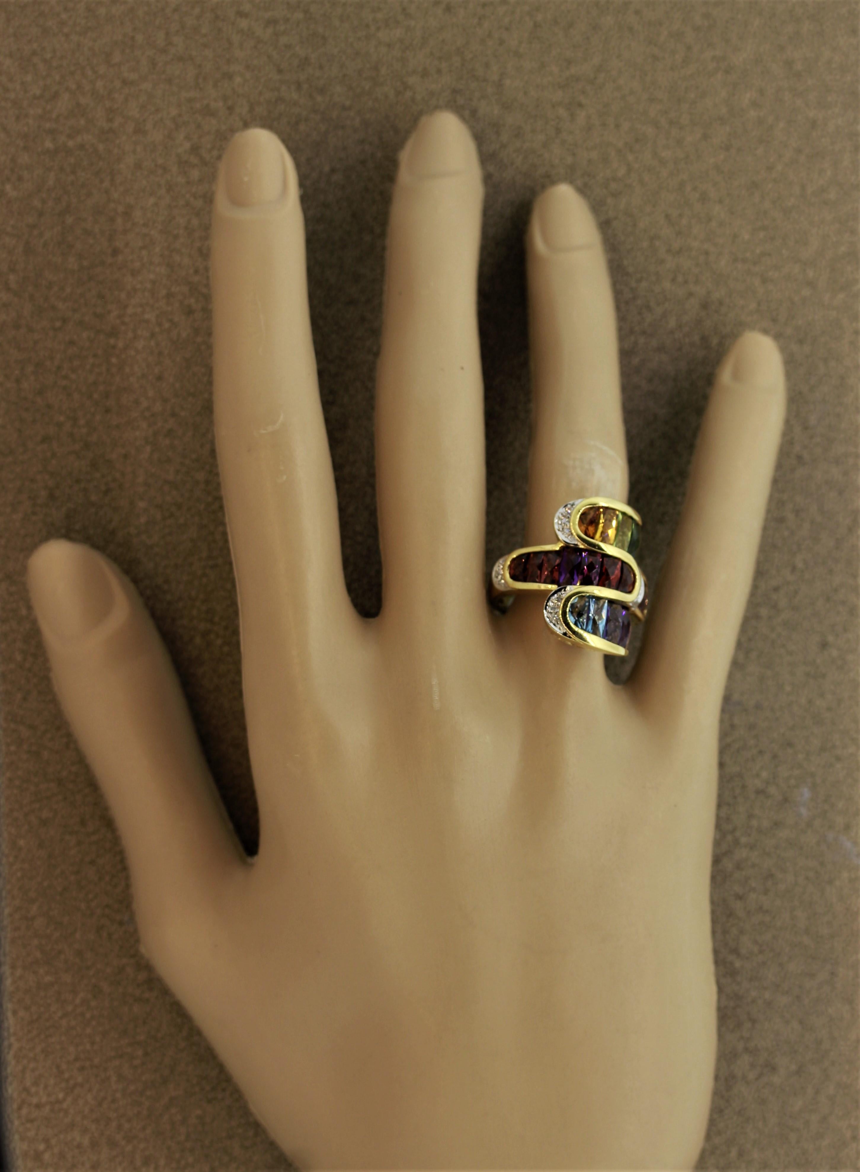 Bellarri Multi-Color Gemstone Diamond Gold Ring 5