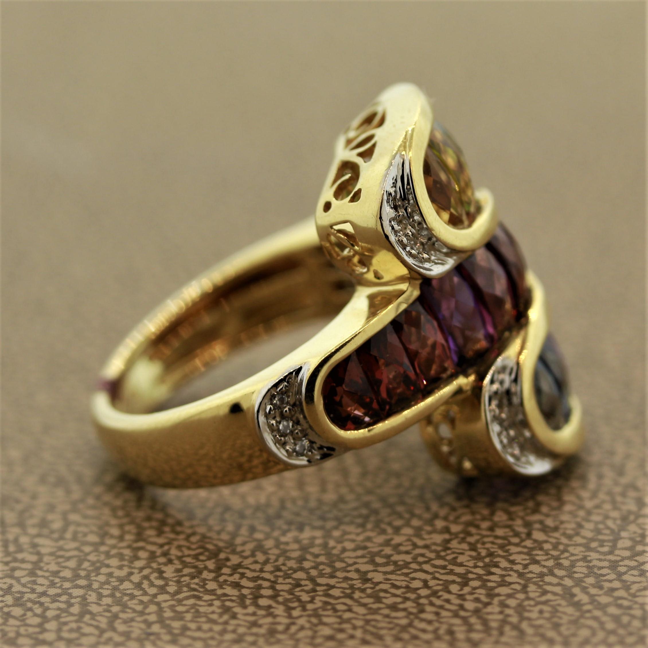 Men's Bellarri Multi-Color Gemstone Diamond Gold Ring