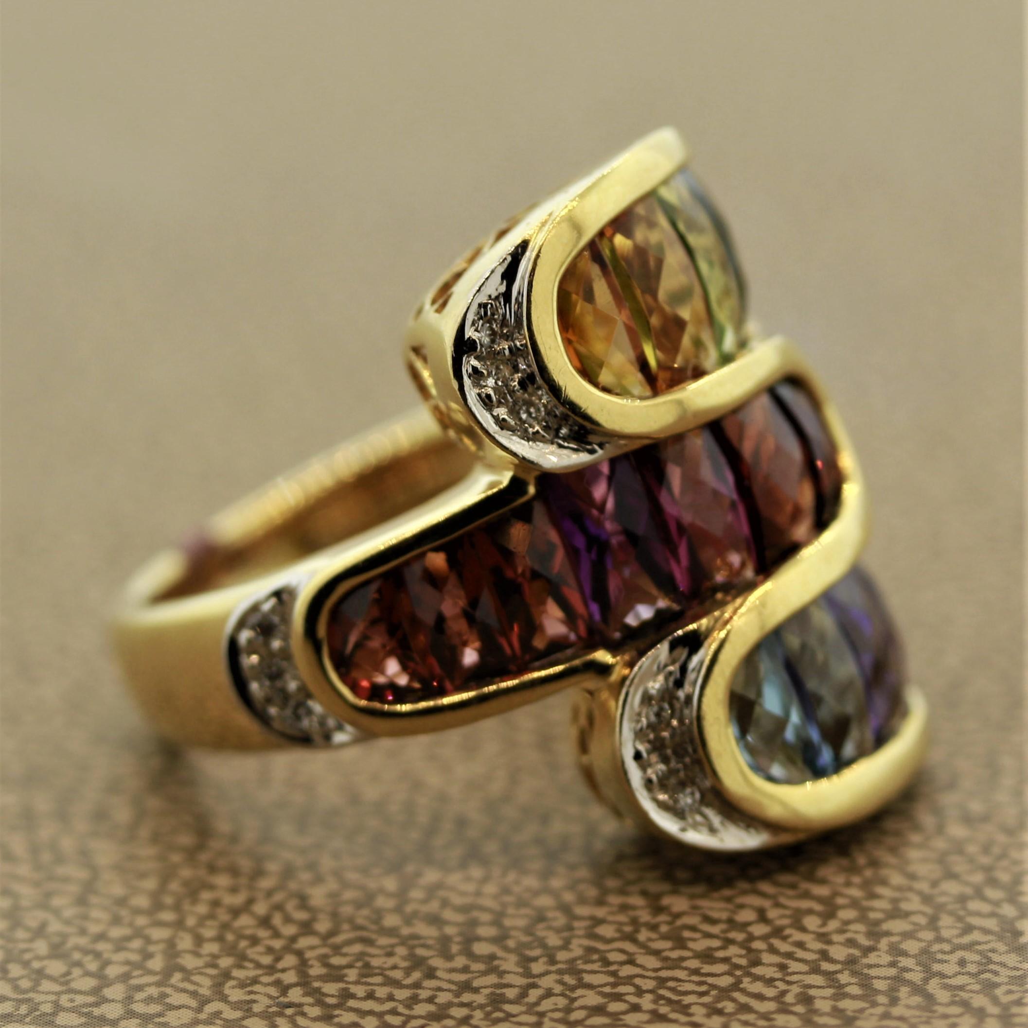 Bellarri Multi-Color Gemstone Diamond Gold Ring 1