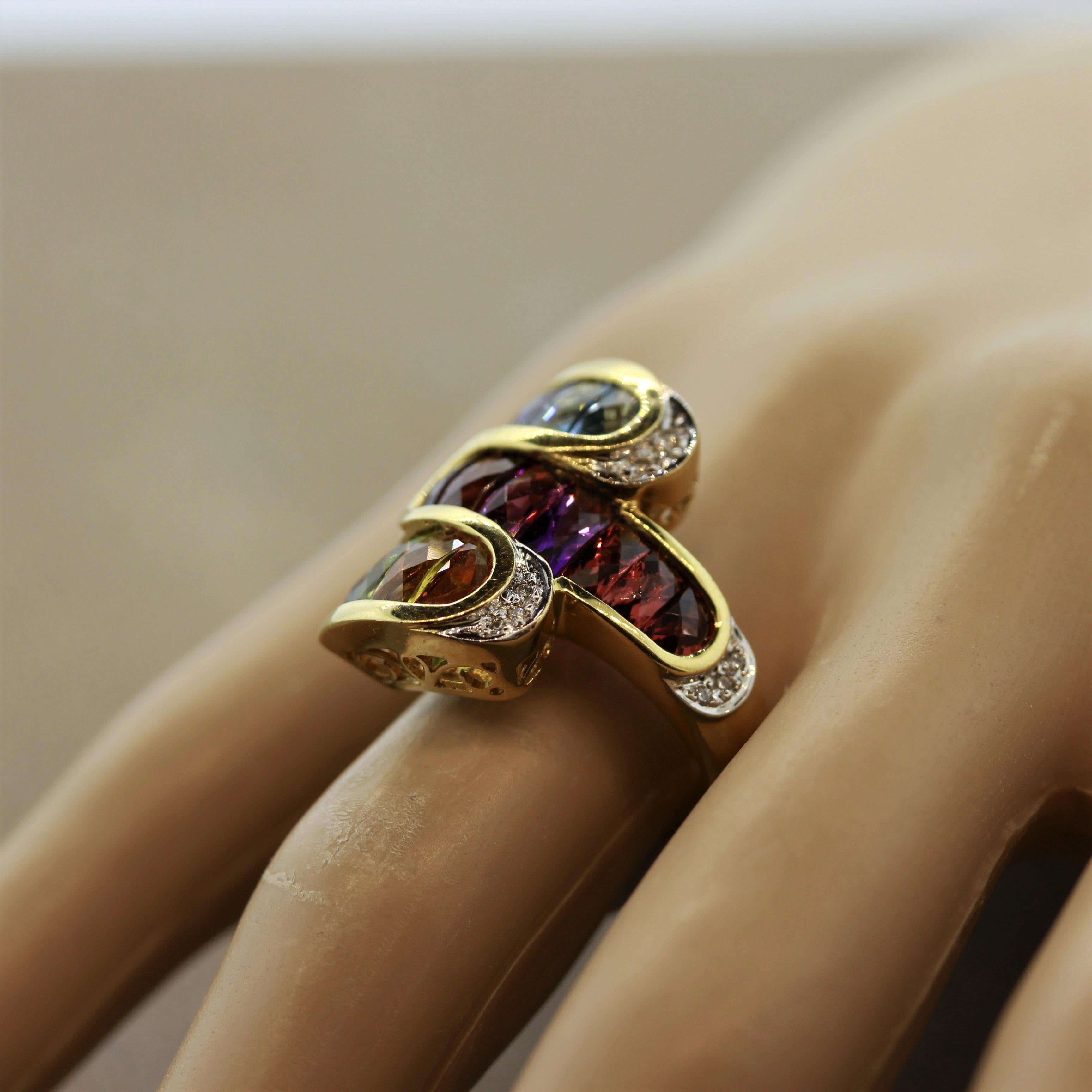 Bellarri Multi-Color Gemstone Diamond Gold Ring 3
