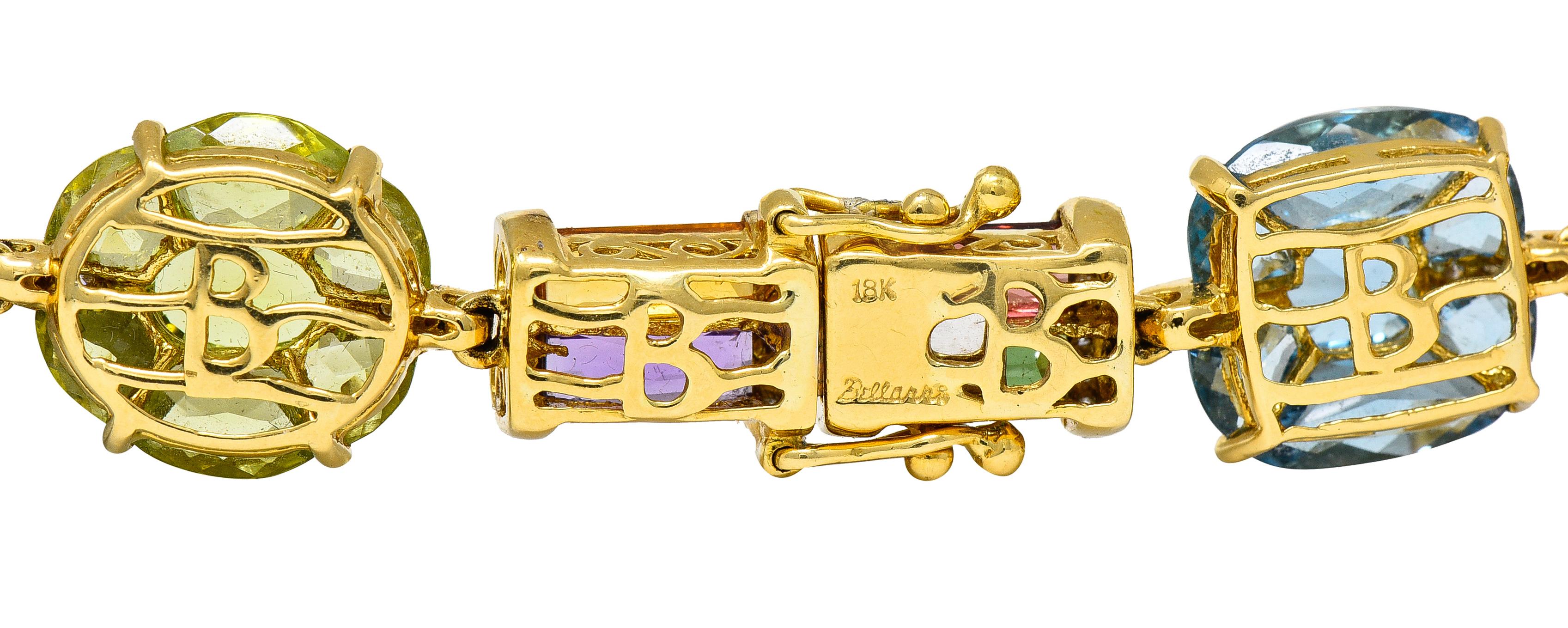 Women's or Men's Bellarri Multi-Gem Diamond 18 Karat Two-Tone Gold Convertible Gemstone Station E