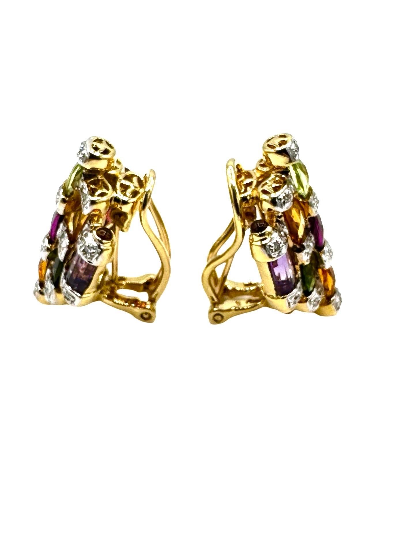 Bellarri Ohrringe aus 18 Karat Gelbgold mit mehreren Edelsteinen und Diamanten im Zustand „Hervorragend“ im Angebot in Chevy Chase, MD